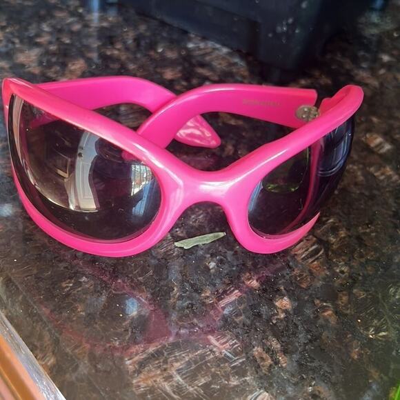 VINTAGE BUGEYE PINK SUNGLASSES WRAPAROUND MADE‎ IN ITALY - Picture 10 of 14